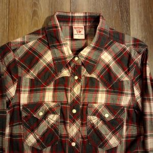 True Religion Jeans Men's Pearl Snap Plaid Flannel Men's Size Large